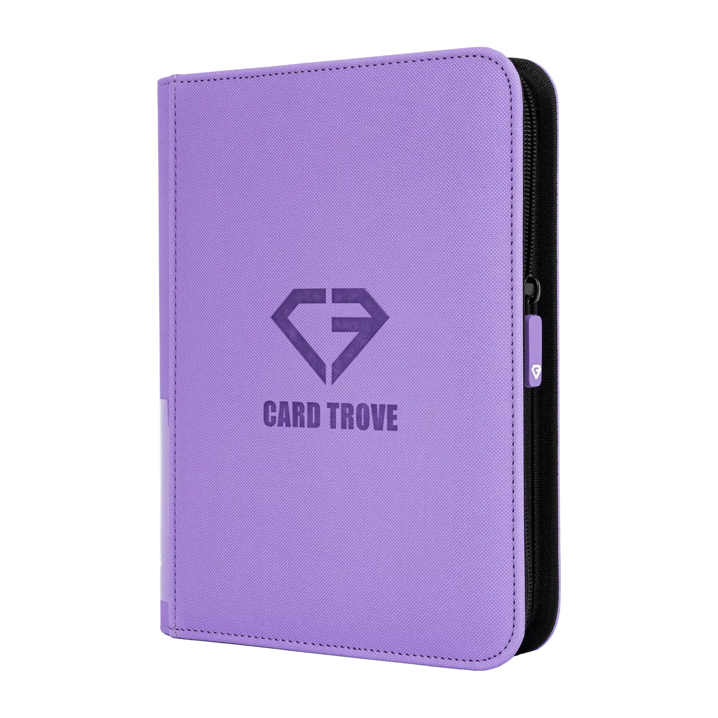 4-Pocket Card Binder Purple with smooth zipper and durable design for storing trading cards.