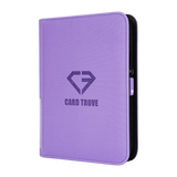 4-Pocket Card Binder Purple with smooth zipper and durable design for storing trading cards.