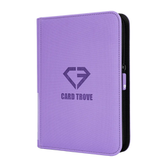 4-Pocket Card Binder Purple with smooth zipper and durable design for storing trading cards.