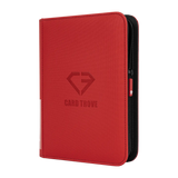 4-Pocket Card Binder Red for storing 160 standard trading cards with a durable zipper closure.