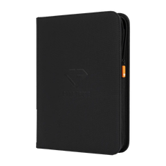 9-Pocket Card Binder Black, premium binder for trading cards with splash resistant surface and smooth zipper.