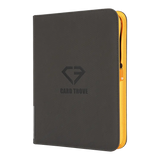 9-Pocket Card Binder - Trove Limited with a sleek black design and orange zipper for trading card storage.