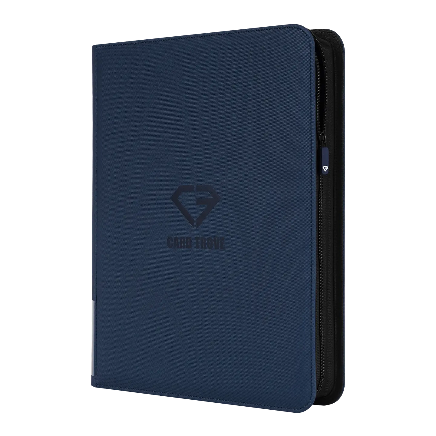 9-Pocket Toploader Card Binder Blue with smooth zipper and splash-resistant surface, designed for 252 trading cards.