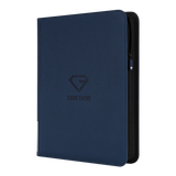 9-Pocket Toploader Card Binder Blue with smooth zipper and splash-resistant surface, designed for 252 trading cards.