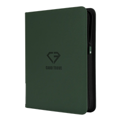 9-Pocket Toploader Card Binder Green with smooth zipper and sleek design for up to 252 trading cards.