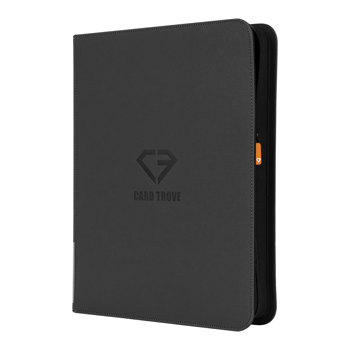 9 Pocket Toploader Card Binder in grey with smooth zipper and splash-resistant design for 252 trading cards.