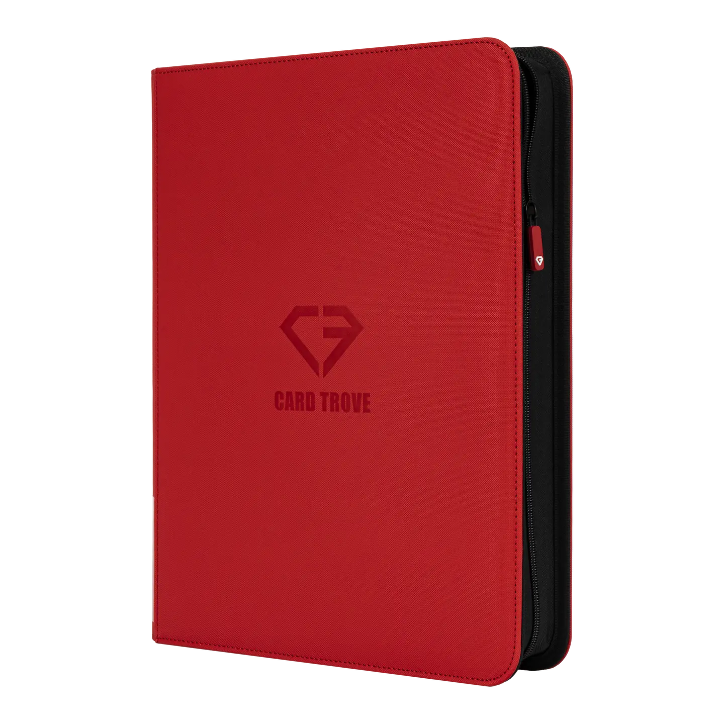 9-Pocket Toploader Card Binder Red with ultra clear compartments and smooth zipper to store up to 252 cards.