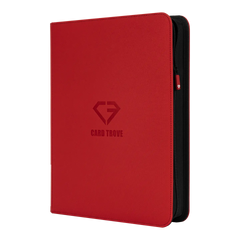 9-Pocket Toploader Card Binder Red with ultra clear compartments and smooth zipper to store up to 252 cards.