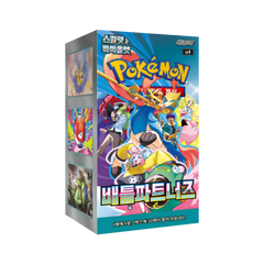 Battle Partners Korean Booster Box featuring Pokémon characters and colorful artwork, perfect for collectors and fans.