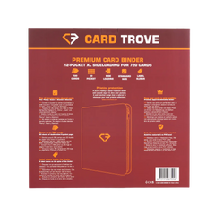 12-Pocket XL Card Binder Red: Premium binder for 720 standard trading cards with sideloading compartments.