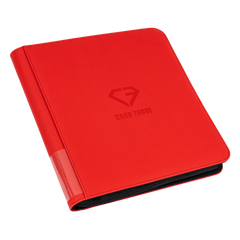 12-Pocket XL Card Binder Red for storing up to 720 trading cards, featuring a durable zipper and splash-resistant finish.