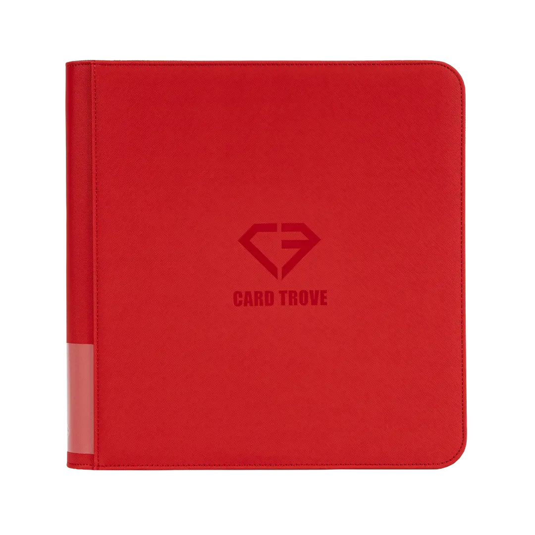 12-Pocket XL Card Binder Red with a durable design to securely store trading cards.
