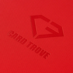 12-Pocket XL Card Binder Red with CARD TROVE logo embossed on a textured red surface.