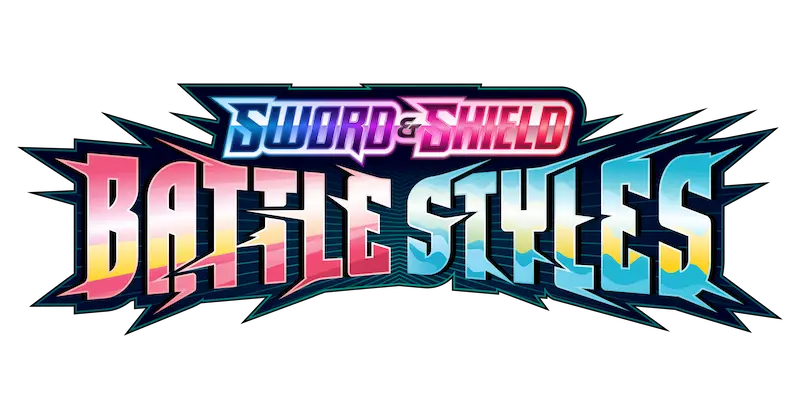 "Logo de Sword & Shield Battle Styles con colores vibrantes y tipografía audaz."