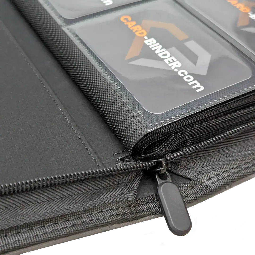 detail of zipper and pockets of premium binder