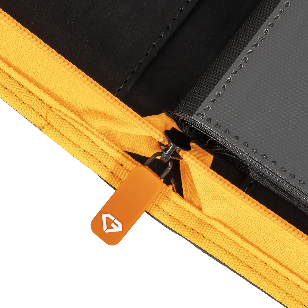 Close-up of zipper on the 12-Pocket Card Binder - Trove Limited showcasing quality craftsmanship and vibrant colors.