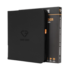 12-Pocket Card Binder Black with smooth zipper for standard trading cards storage.