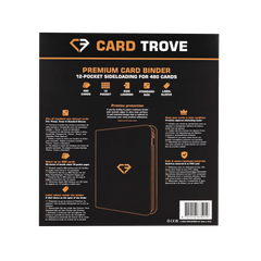 12-Pocket Card Binder Black back view showcasing 12-pocket design for storing 480 cards.