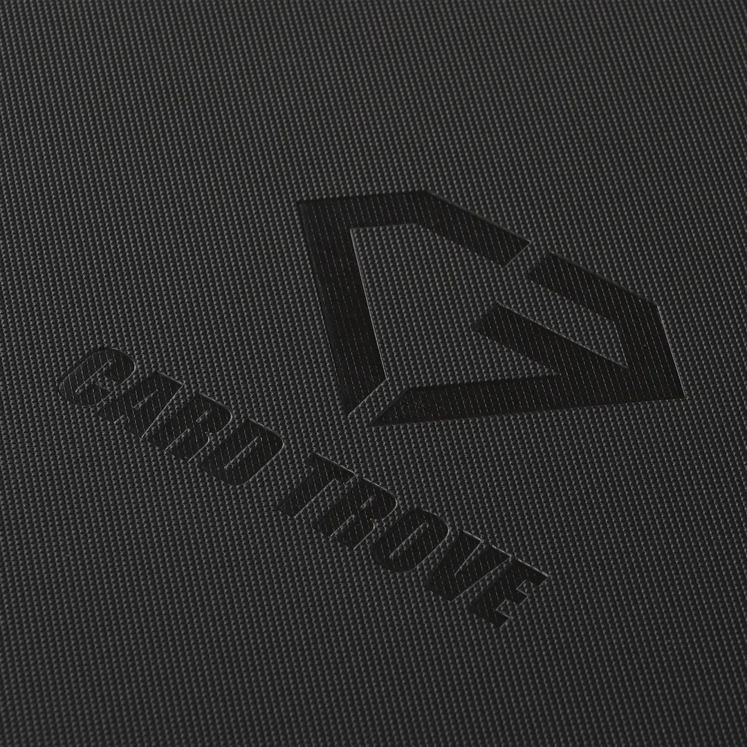 12-Pocket Card Binder Black embossed design showing Card Trove logo on premium black surface