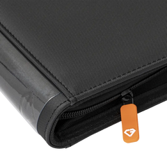 Close-up of the 12-Pocket Card Binder Black showing the zipper and premium finish.
