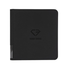 12-Pocket Card Binder Black exterior view, perfect for organizing 480 standard trading cards with a sleek design.