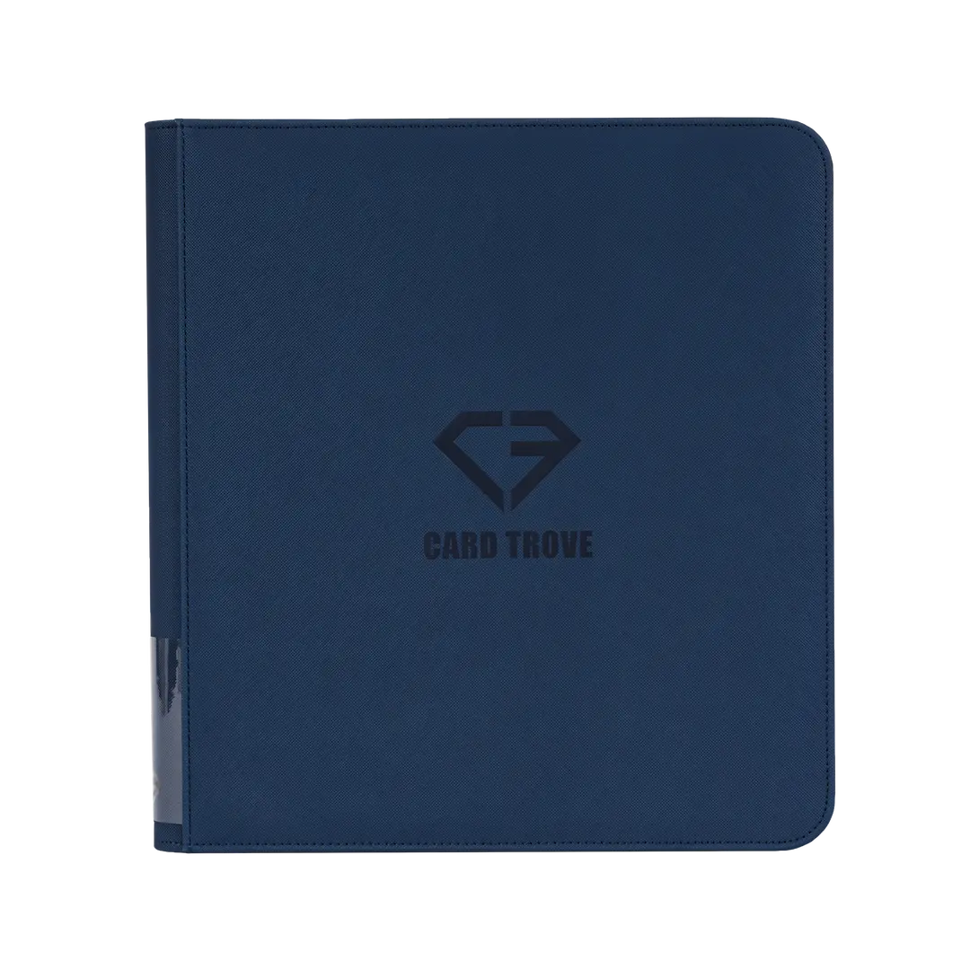 12-Pocket Card Binder Blue, premium quality binder for standard trading cards, splash and impact resistant, ultraclear compartments.