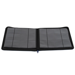 12-Pocket Card Binder Blue opened to display compartments for standard trading cards.