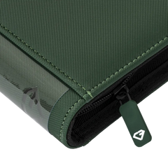 Close-up of the 12-Pocket Card Binder Green showcasing its premium material and smooth zipper.