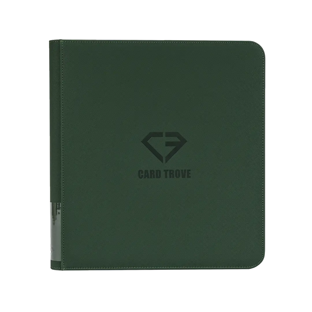 12-Pocket Card Binder Green for organizing up to 480 standard trading cards with a sturdy design.