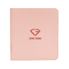 12 Pocket Card Binder Pink with logo, perfect for storing 480 standard trading cards securely.