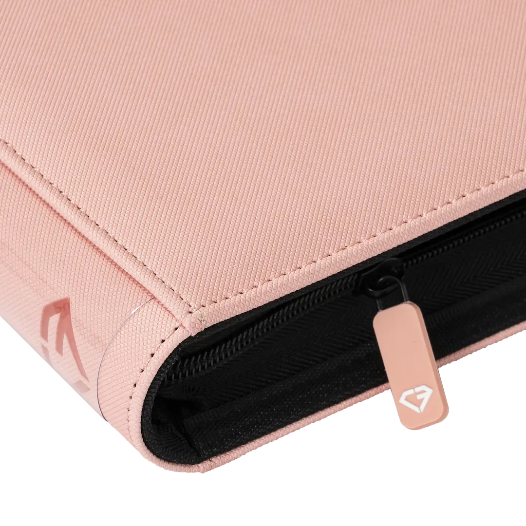 12 Pocket Card Binder Pink zipper detail and premium fabric close-up