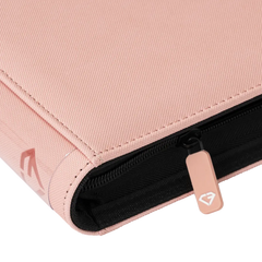 12 Pocket Card Binder Pink zipper detail and premium fabric close-up