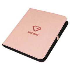 12 Pocket Card Binder Pink with a smooth zipper and premium finish for trading card storage.
