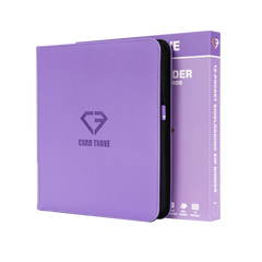 12-Pocket Card Binder Purple shown with a vibrant purple cover and secure zipper, perfect for standard trading cards.