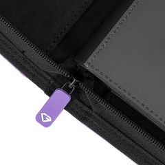 Close-up of the zipper on the 12-Pocket Card Binder Purple, showcasing its sturdy design and quality finish.