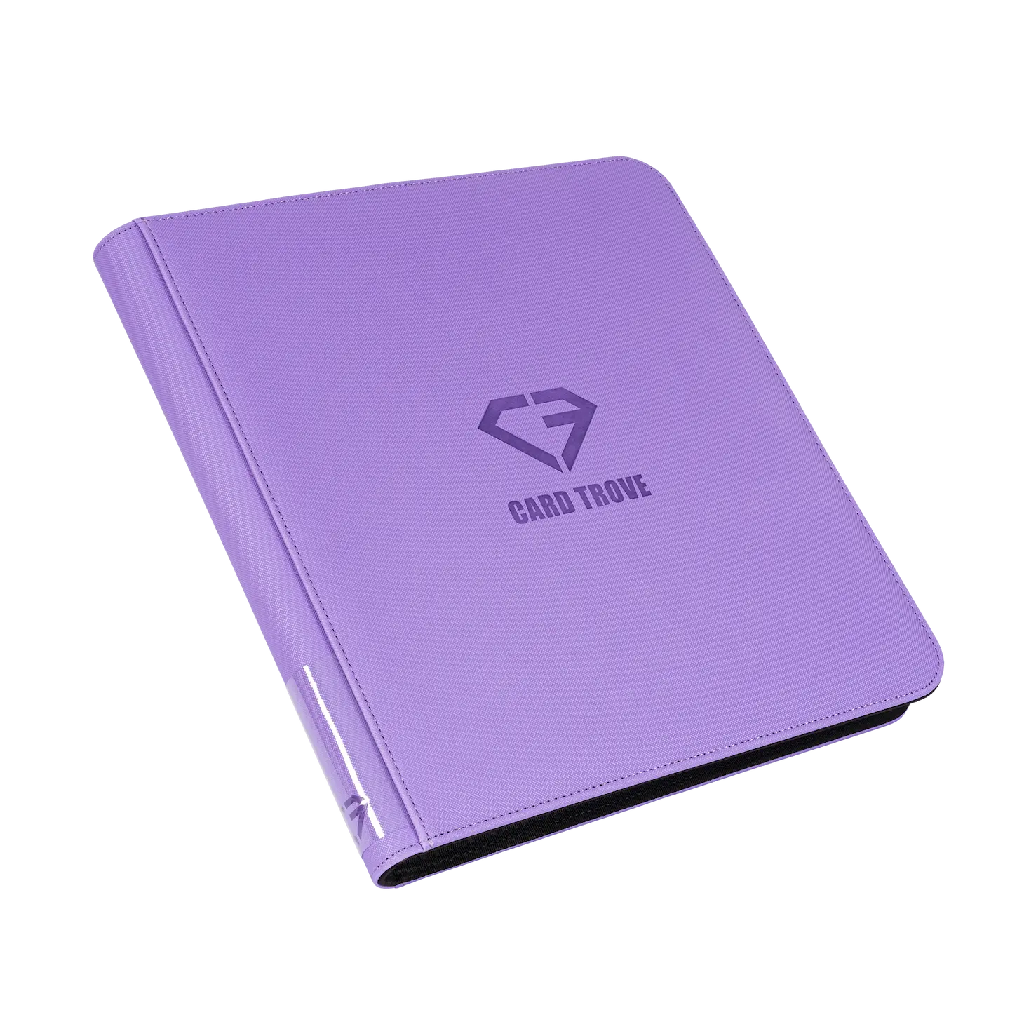 12-Pocket Card Binder Purple with fine surface finish and zipper closure for standard trading cards.