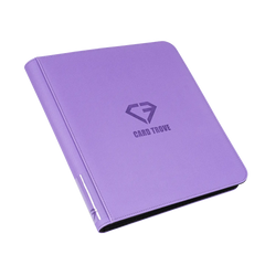 12-Pocket Card Binder Purple with fine surface finish and zipper closure for standard trading cards.