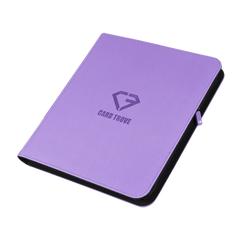 12-Pocket Card Binder Purple, purple card binder with zipper, holds 480 standard trading cards.