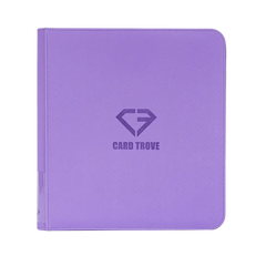 12-Pocket Card Binder Purple with logo, designed for storing up to 480 standard trading cards in a durable binder.