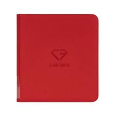 12-Pocket Card Binder Red, premium binder for 480 trading cards with smooth zipper and splash-resistant finish.