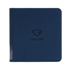 12-Pocket XL Card Binder Blue with durable design for standard trading cards, featuring ultra-clear compartments and smooth zipper.