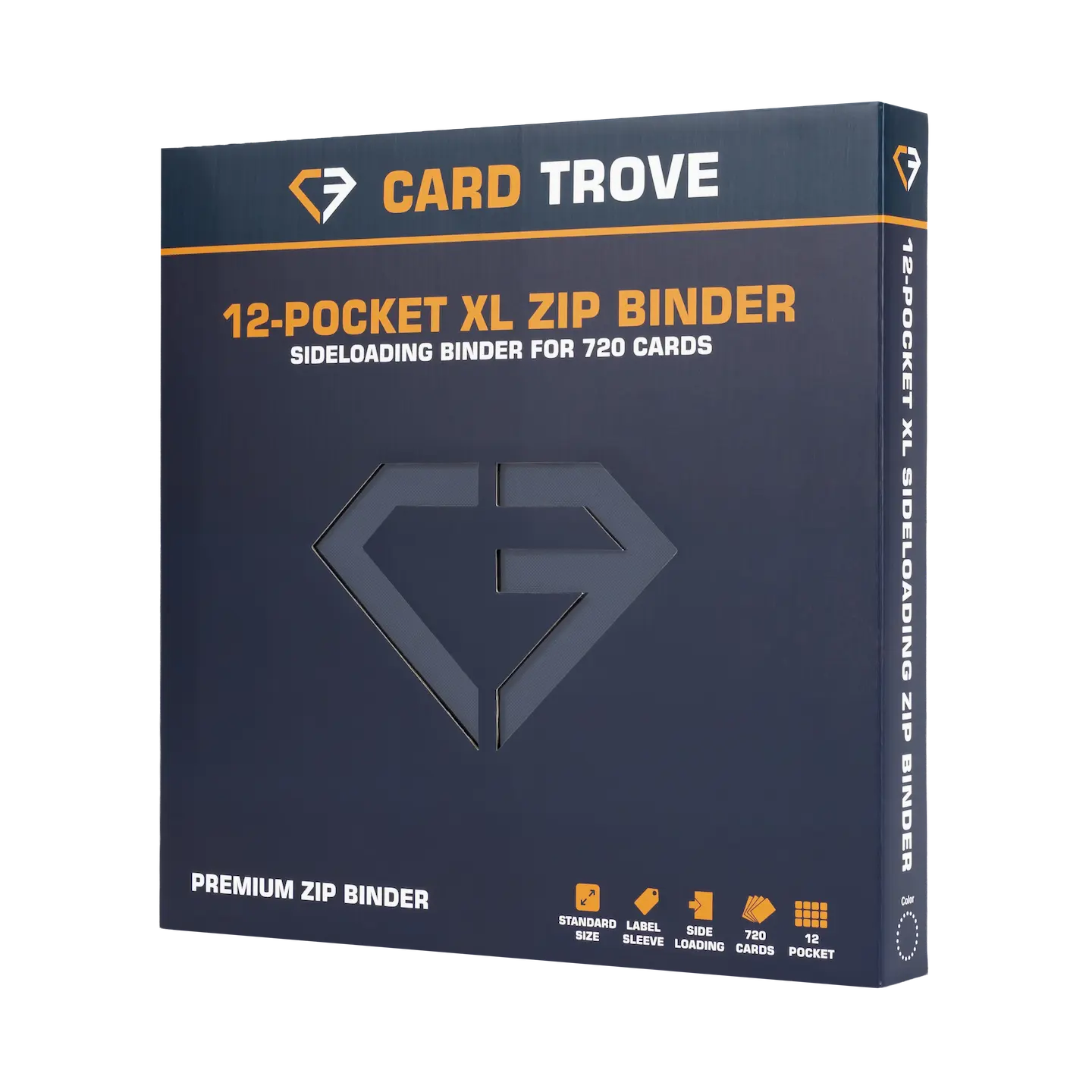 12-Pocket XL Card Binder Blue packaging with sleek design for up to 720 standard trading cards.