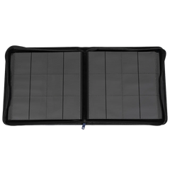 12-Pocket XL Card Binder Blue open view showcasing interior compartments for organizing trading cards.