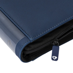 Close-up of the durable 12-Pocket XL Card Binder Blue featuring a smooth zipper and quality finish.