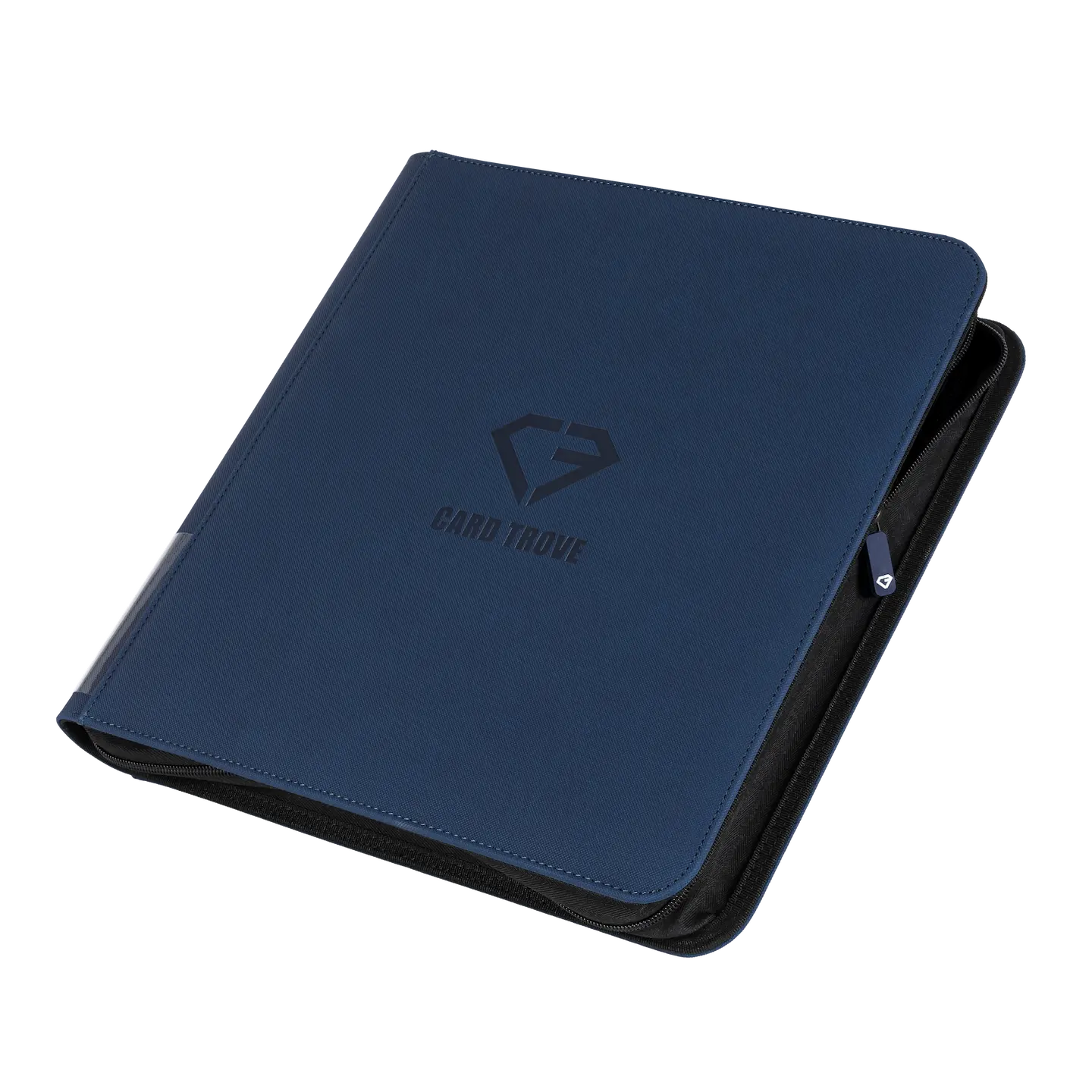 12-Pocket XL Card Binder Blue, sturdy binder for trading cards with zipper and splash-resistant finish.