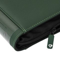 12-Pocket XL Card Binder Green zipper detail and durable surface texture for premium card storage.