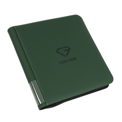 12-Pocket XL Card Binder Green, sturdy binder for 720 trading cards, splash and impact resistant with smooth zipper.