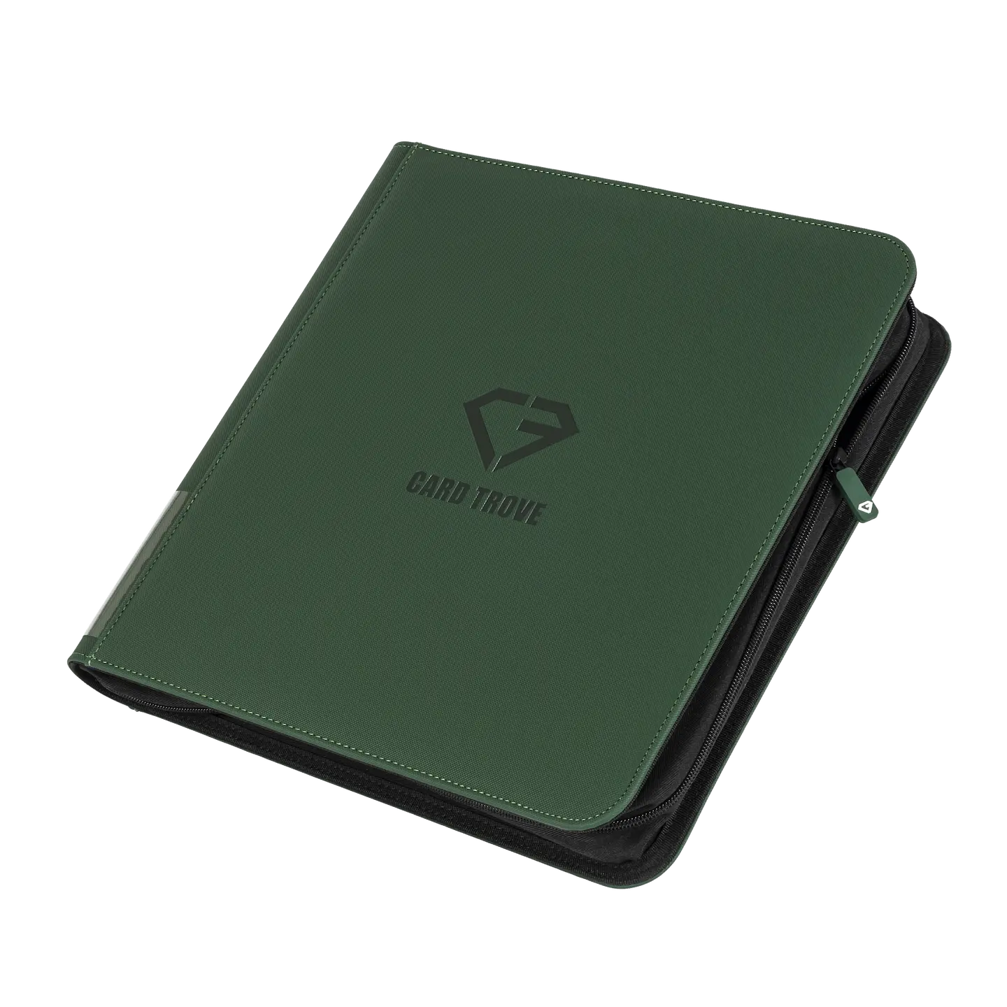 12-Pocket XL Card Binder Green, sturdy design for up to 720 standard trading cards with smooth zipper.