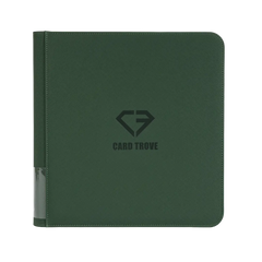 12-Pocket XL Card Binder Green suitable for standard trading cards with durable design and smooth zipper.