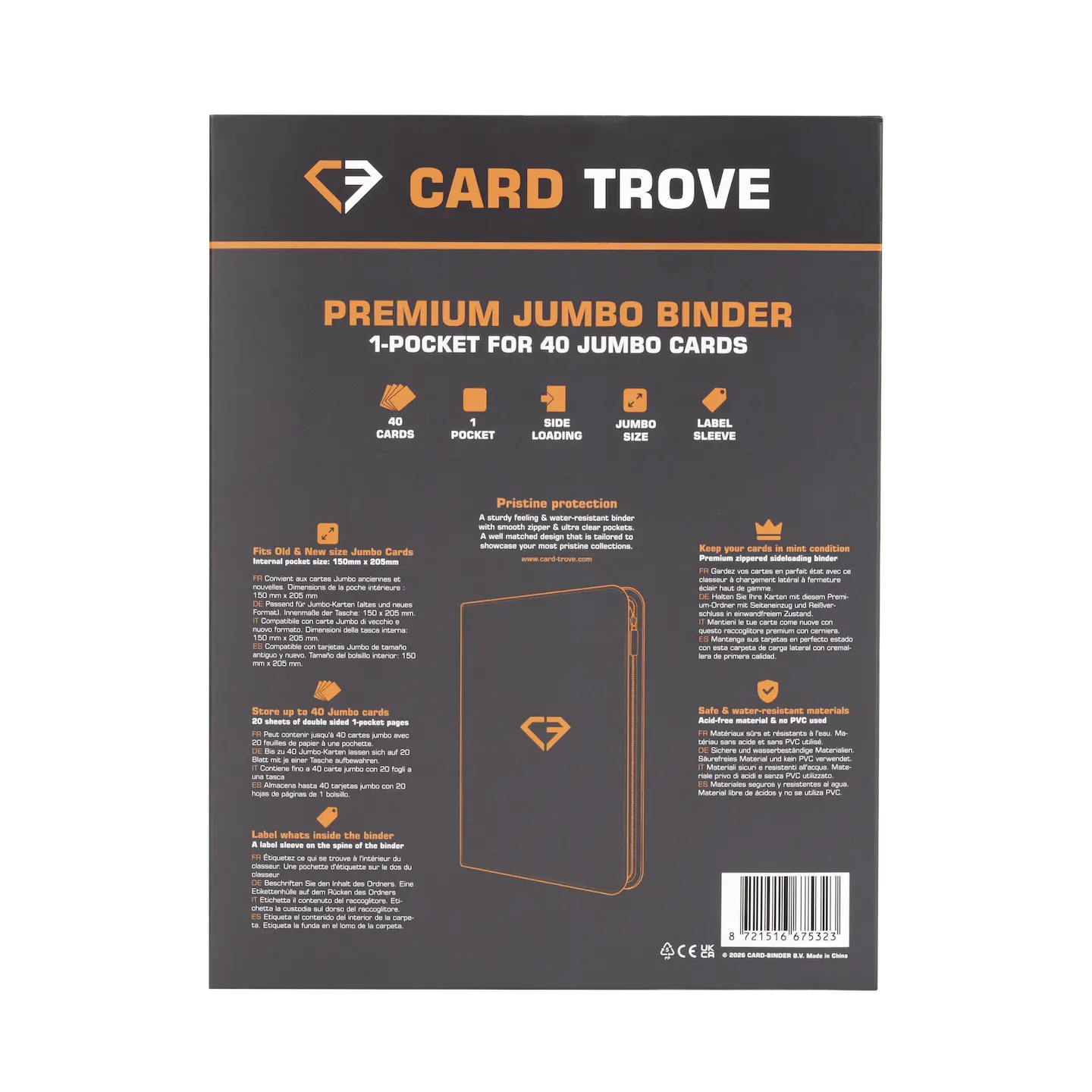Carpeta para tarjetas extragrande de 4 bolsillos